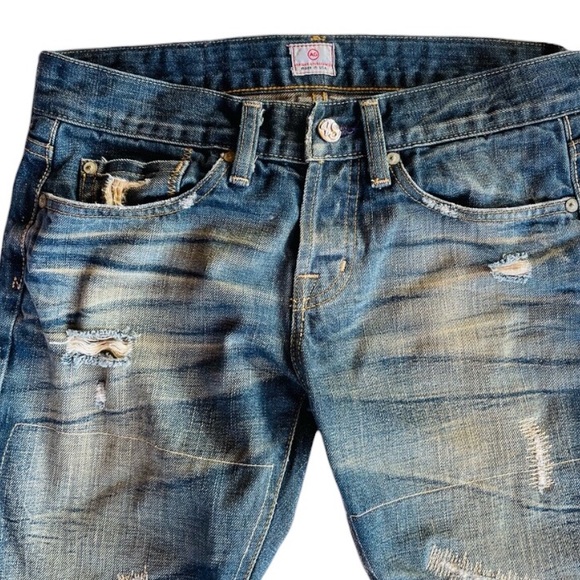 AG Selvedge Japanese Denim Heavily Distressed Jeans with Pure S925 Rivet - Picture 1 of 13